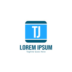 Initial TJ logo template with modern frame. Minimalist TJ letter logo vector illustration