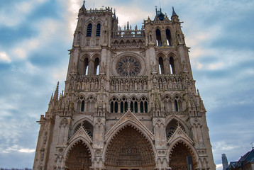 The front of Amiens Cathedral in France
