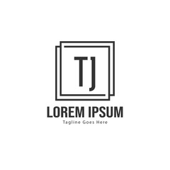 Initial TJ logo template with modern frame. Minimalist TJ letter logo vector illustration