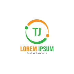 Initial TJ logo template with modern frame. Minimalist TJ letter logo vector illustration