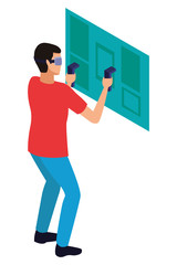 Fototapeta premium virtual reality technology experience cartoon