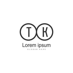 Initial TK logo template with modern frame. Minimalist TK letter logo vector illustration