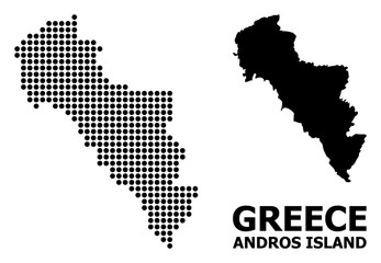 Pixelated Pattern Map of Greece - Andros Island