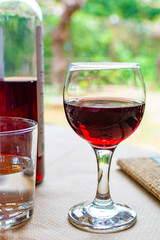 Red greek wine from Nemea region, wine tasting