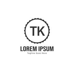 Initial TK logo template with modern frame. Minimalist TK letter logo vector illustration