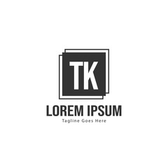 Initial TK logo template with modern frame. Minimalist TK letter logo vector illustration