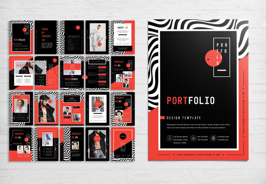 Portfolio Layout with Red and Black Accents