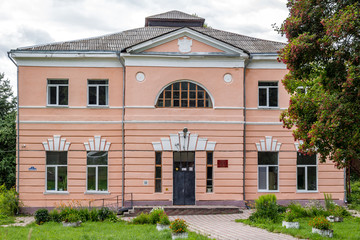 Fototapeta na wymiar Krasnyi gorodok, Russia - July 2019: Main house of the estate Gorodnya (Galician nobles) near Kaluga. Ferzikovsky District, Kaluzhskiy region