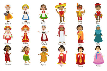 Kids In National Costumes Set