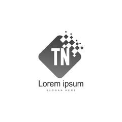 Initial TN logo template with modern frame. Minimalist TN letter logo vector illustration