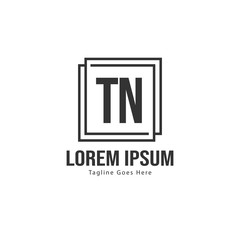 Initial TN logo template with modern frame. Minimalist TN letter logo vector illustration