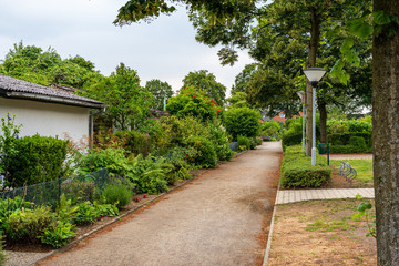 some allotment gardens at early spring time in western Germany german word for it SCHREBERGARTEN