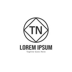 Initial TN logo template with modern frame. Minimalist TN letter logo vector illustration