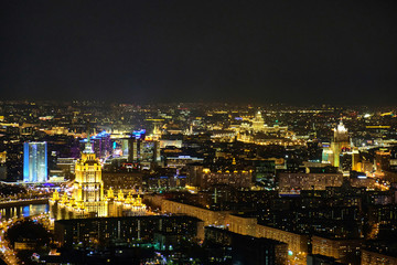 Fototapeta na wymiar View of the night Moscow in the height of the quarter Moscow City
