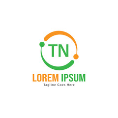 Initial TN logo template with modern frame. Minimalist TN letter logo vector illustration