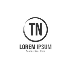 Initial TN logo template with modern frame. Minimalist TN letter logo vector illustration