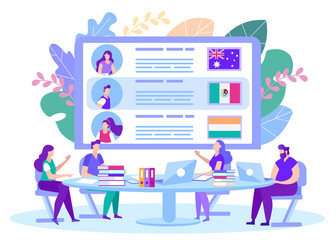 Learning E-Education in Different Countrie. Vector