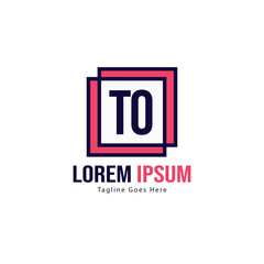 Initial TO logo template with modern frame. Minimalist TO letter logo vector illustration