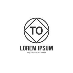 Initial TO logo template with modern frame. Minimalist TO letter logo vector illustration