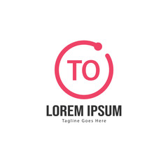 Initial TO logo template with modern frame. Minimalist TO letter logo vector illustration