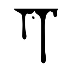 Black melt drips or liquid paint drops isolated on white background. Vector oil leak splash or chocolate syrup for graffiti splatter borders