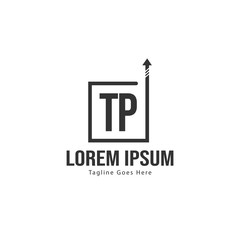 Initial TP logo template with modern frame. Minimalist TP letter logo vector illustration