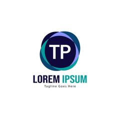 Initial TP logo template with modern frame. Minimalist TP letter logo vector illustration
