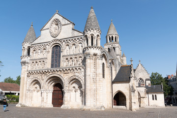 Fototapeta na wymiar Roman poitiers church Notre Dame la Grande in town Poitiers France