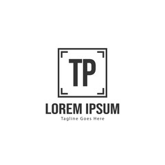 Initial TP logo template with modern frame. Minimalist TP letter logo vector illustration