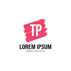 Initial TP logo template with modern frame. Minimalist TP letter logo vector illustration