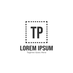 Initial TP logo template with modern frame. Minimalist TP letter logo vector illustration