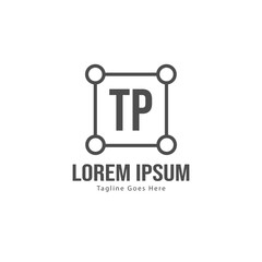 Initial TP logo template with modern frame. Minimalist TP letter logo vector illustration