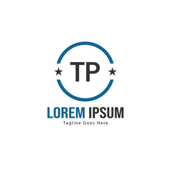 Initial TP logo template with modern frame. Minimalist TP letter logo vector illustration