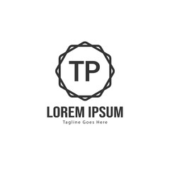 Initial TP logo template with modern frame. Minimalist TP letter logo vector illustration