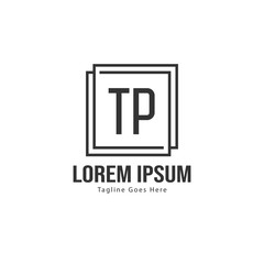 Initial TP logo template with modern frame. Minimalist TP letter logo vector illustration