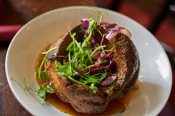 Yorkshire pudding with fresh cut vegetables