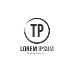 Initial TP logo template with modern frame. Minimalist TP letter logo vector illustration