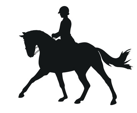 recommend clip art: Equestrian sport, dressage, silhouette of a rider and horse