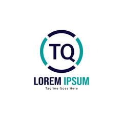 Initial TQ logo template with modern frame. Minimalist TQ letter logo vector illustration