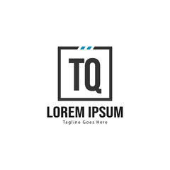 Initial TQ logo template with modern frame. Minimalist TQ letter logo vector illustration