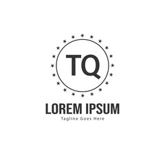 Initial TQ logo template with modern frame. Minimalist TQ letter logo vector illustration