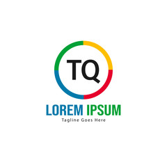 Initial TQ logo template with modern frame. Minimalist TQ letter logo vector illustration
