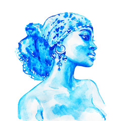 Watercolor fashion portrait