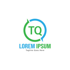 Initial TQ logo template with modern frame. Minimalist TQ letter logo vector illustration