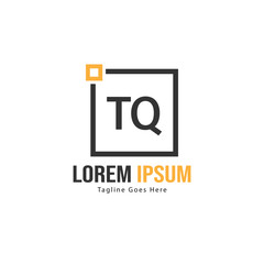 Initial TQ logo template with modern frame. Minimalist TQ letter logo vector illustration