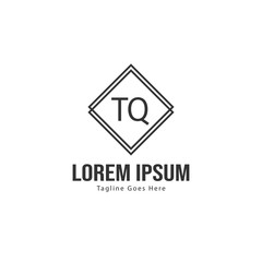 Initial TQ logo template with modern frame. Minimalist TQ letter logo vector illustration