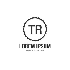 Initial TR logo template with modern frame. Minimalist TR letter logo vector illustration