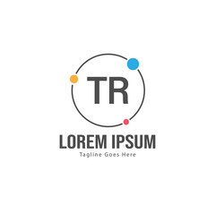 Initial TR logo template with modern frame. Minimalist TR letter logo vector illustration