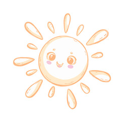 Cute cartoon sun. Children illustration