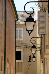 Picturesque narrow streets of town Pag, on island Pag, Croatia.